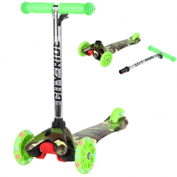 Самокат 3-х колесный кикборд City-Ride арт. CR-S4-05PR/CM, 110/76, до 40кг,  PU, со светом - Интернет-магазин детских товаров Зайка моя Екатеринбург
