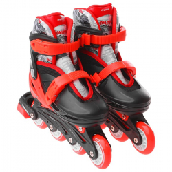 Роликовые коньки раздвижные, Onlitop колеса PVC 64 мм, пластиковая рама, black/red - Интернет-магазин детских товаров Зайка моя Екатеринбург