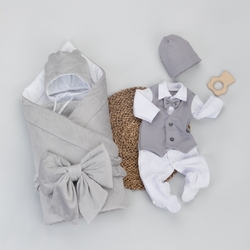 Комплект на выписку KinderLitto "Юный Джентльмен-1" 5 предметов, демисезонный - Интернет-магазин детских товаров Зайка моя Екатеринбург