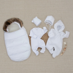 Комплект на выписку KinderLitto "Плюшевая Скандинавия" 5 предметов, с опушкой, зимний - Интернет-магазин детских товаров Зайка моя Екатеринбург